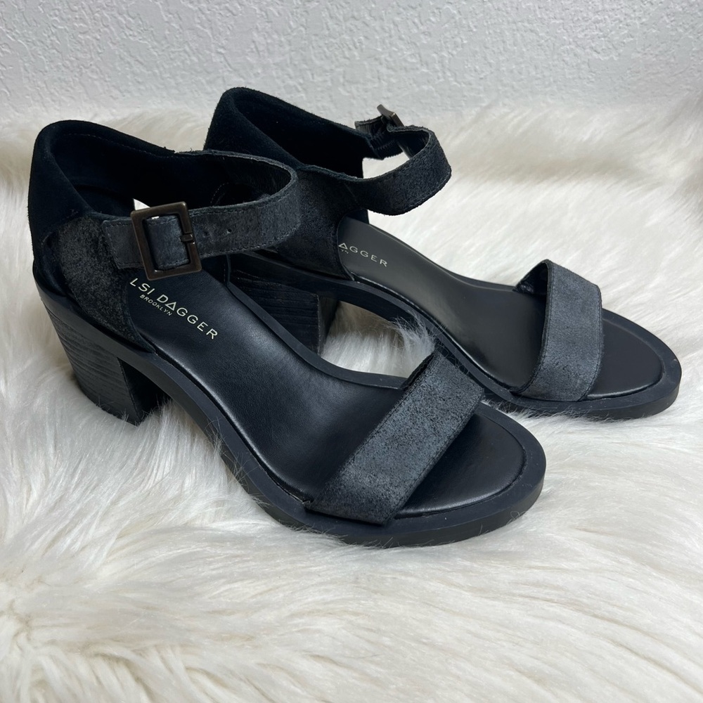 Kelsi Dagger Brooklyn Linden Ankle Strap Leather Distressed Block Heel - Picture 2 of 8